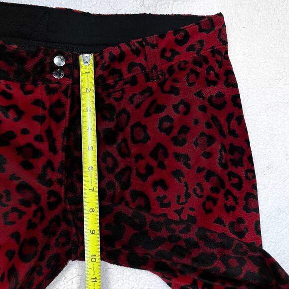 Vintage Lip Service Freaks in Fur Red Faux Leopard Print Pants 11 Y2K Mall Goth - Picture 11 of 16